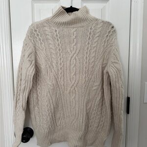 VINCE Cream Cable Knit Turtleneck Sweater